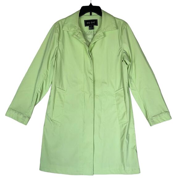FUDA Rain Jacket Lime Green Trench Coat - Picture 1 of 5